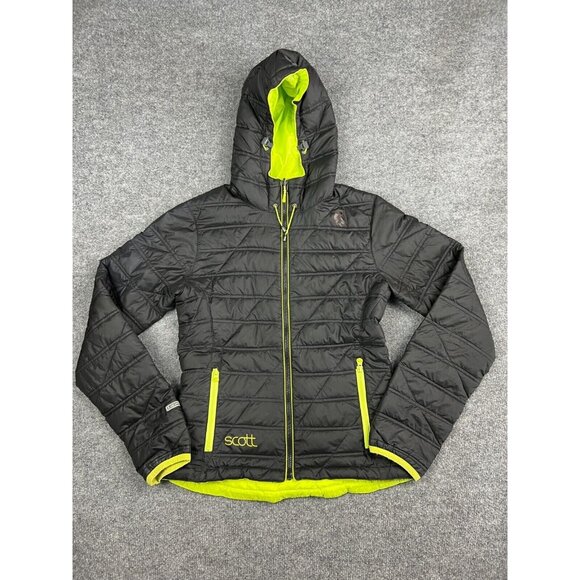 Scott Puffer Jacket Women's 2 XS Black Neon Full Zip Thumb Holes Winter Ski - Picture 1 of 6